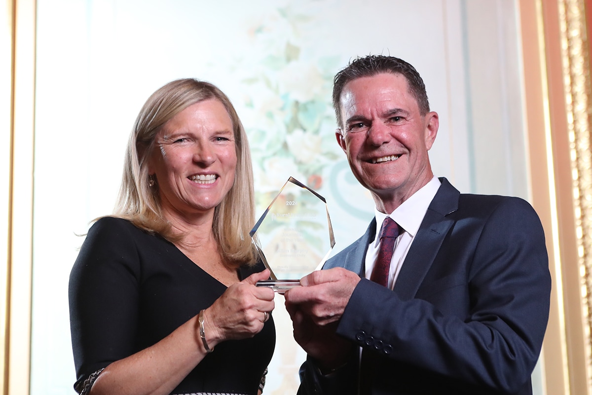 Sunraysia Daily journalist Allan Murphy was named Journalist of the Year, pictured with sponsor, 89 Degrees East associate director Julia Balderstone.