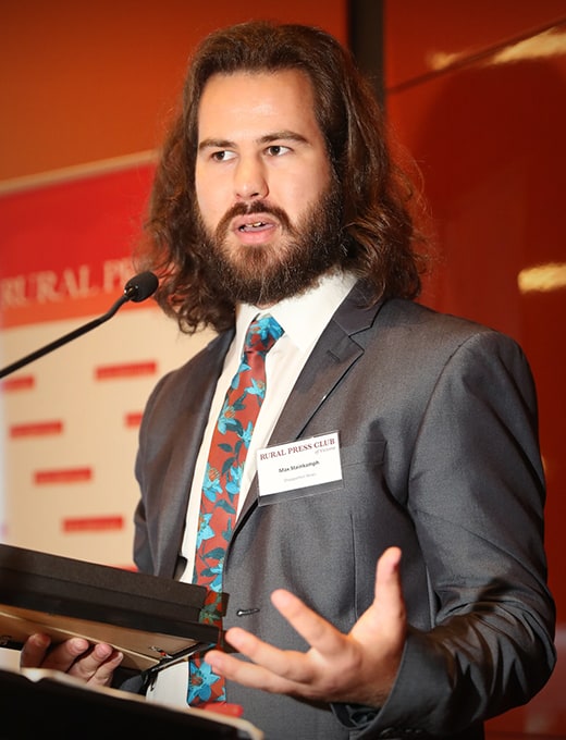 Max Stainkamph at the Rural and Regional Journalism and Photography Awards